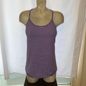 Nike purple stripes racer back size large dry fit built-in bra active top